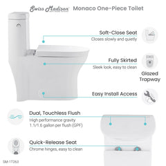 Swiss Madison Monaco One-Piece Elongated Toilet Touchless Dual-Flush 1.1/1.6 gpf - SM-1T263