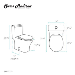 Swiss Madison Sublime III One-Piece Round Toilet Vortex™ Dual-Flush 0.95/1.26 gpf - SM-1T271