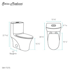 Swiss Madison Cascade II One Piece Elongated Toilet Dual Flush 1.1/1.6 gpf - SM-1T275