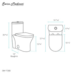 Swiss Madison Monaco One-Piece Elongated Toilet Dual Flush 1.1/1.6 gpf with 10" Rough in - SM-1T280