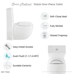 Swiss Madison Plaisir One-Piece Elongated Toilet Dual-Flush 1.1/1.6 gpf - SM-1T660
