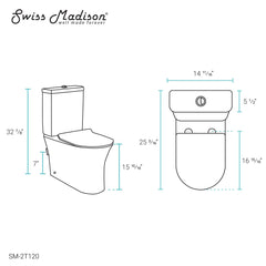 Swiss Madison Calice Two-Piece Elongated Rear Outlet Toilet Dual-Flush 0.8/1.28 gpf - SM-2T120
