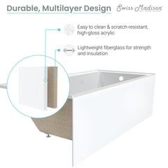 Swiss Madison Voltaire 60" X 30" Right-Hand Drain Alcove Bathtub with Apron - SM-AB540