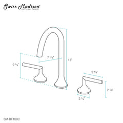 Swiss Madison Daxton 8 in. Widespread Bathroom Faucet - SM-BF100