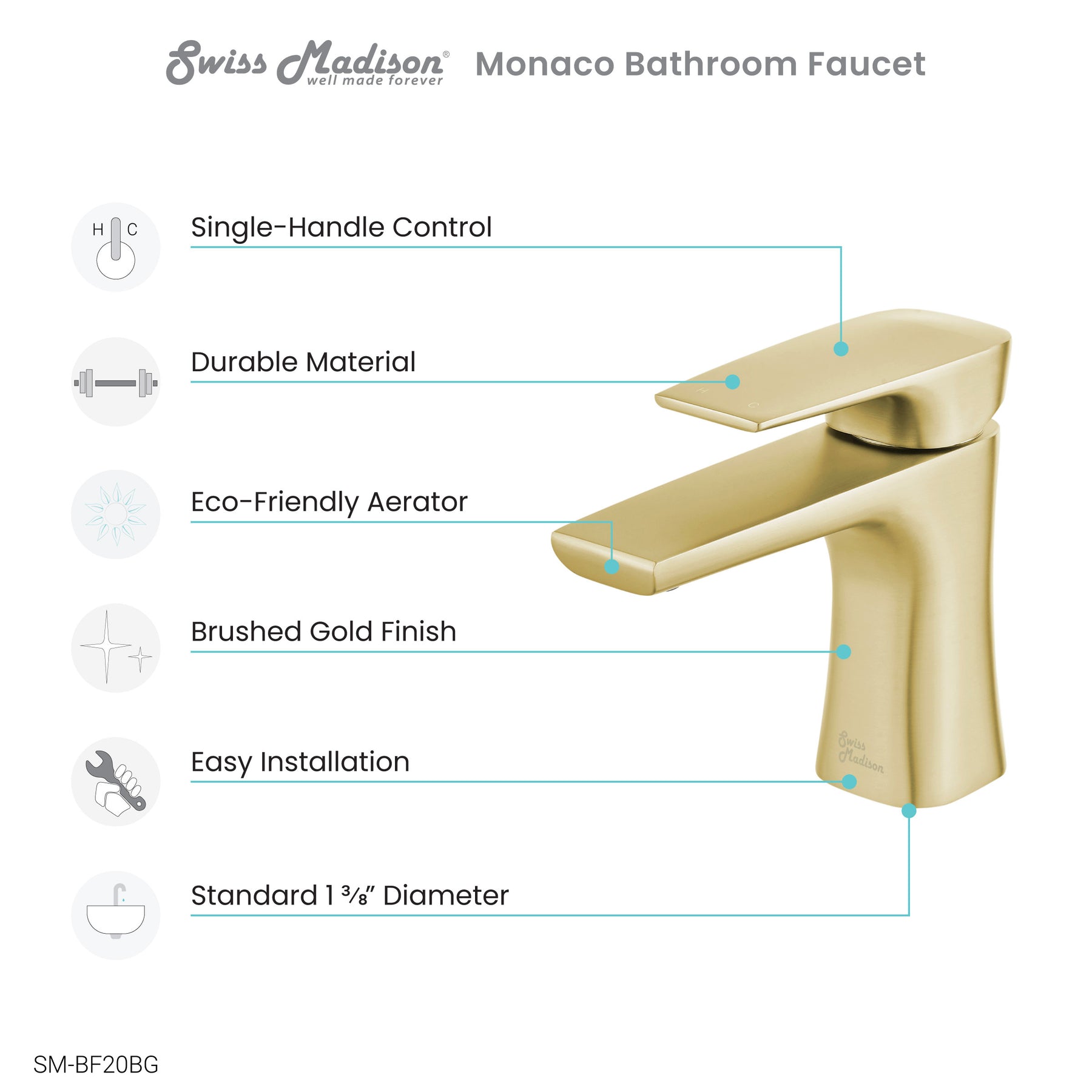 Swiss Madison Monaco Single Hole, Single-Handle, Bathroom Faucet  - SM-BF20
