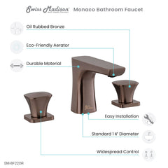 Swiss Madison Monaco 8 in. Widespread, 2-Handle, Bathroom Faucet - SM-BF22