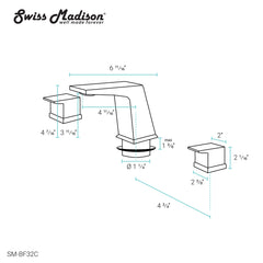 Swiss Madison Carré Widespread, Double-Handle,  Bathroom Faucet - SM-BF32