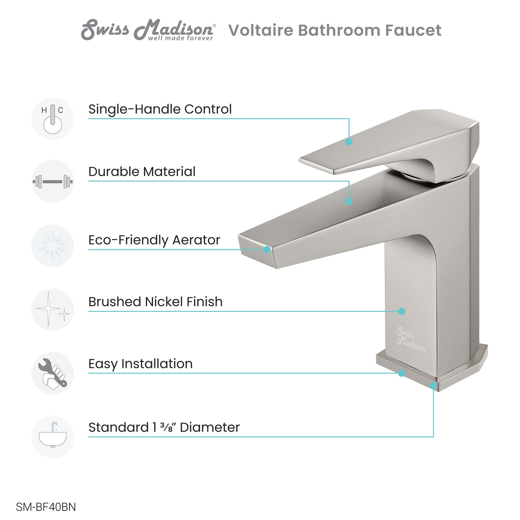 Swiss Madison Voltaire Single Hole, Single-Handle, Bathroom Faucet - SM-BF40