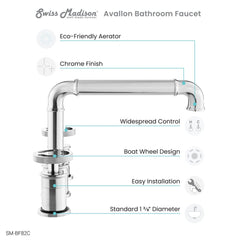 Swiss Madison Avallon Widespread, Double Handle, Bathroom Faucet  SM-BF8
