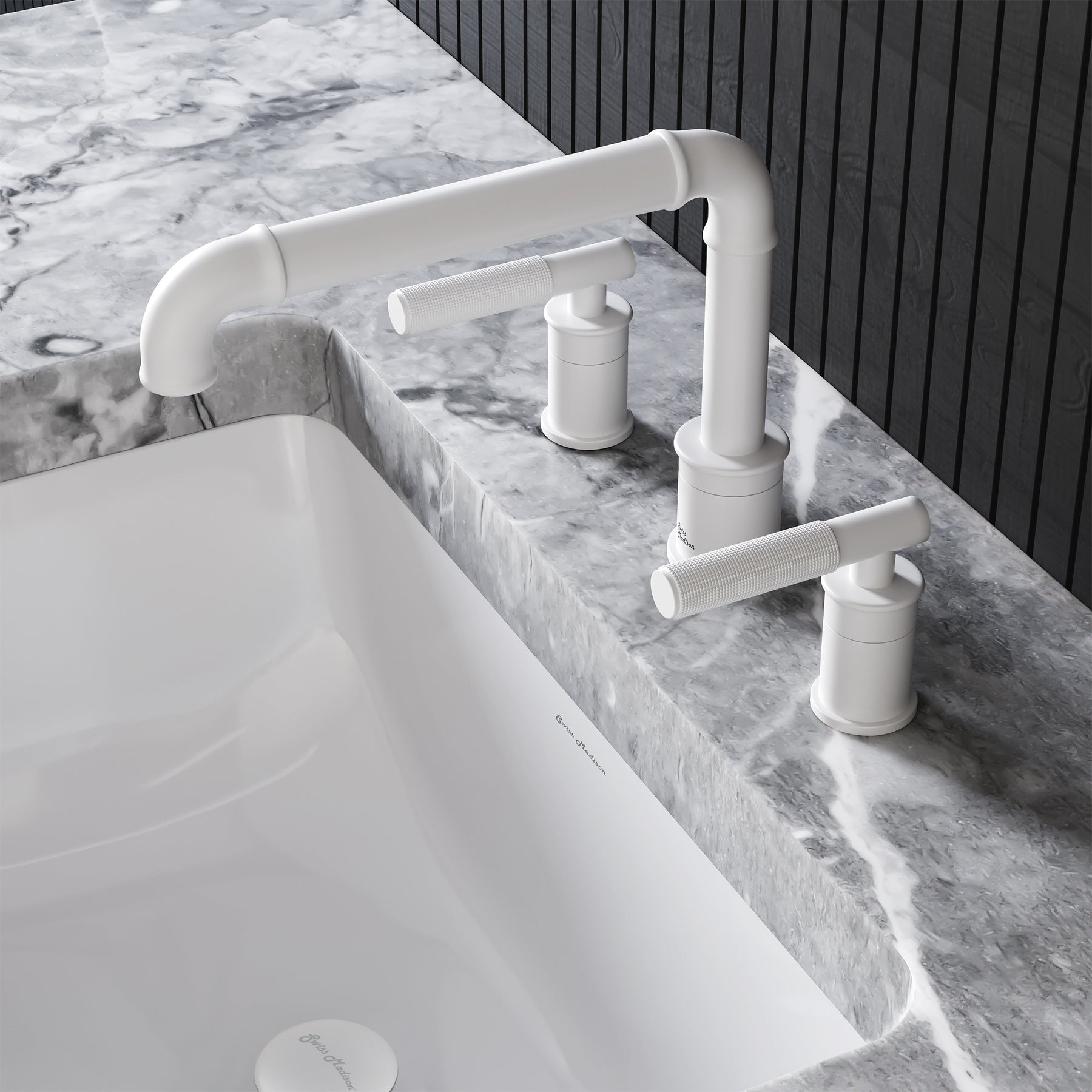 Swiss Madison Avallon 8 in. Widespread, Sleek Handle, Bathroom Faucet SM-BF86