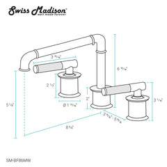 Swiss Madison Avallon 8 in. Widespread, Sleek Handle, Bathroom Faucet SM-BF86