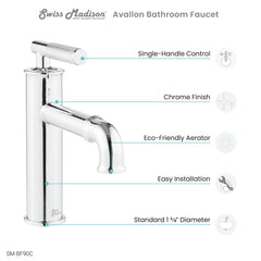 Swiss Madison Avallon Single Hole, Single-Handle Sleek, Bathroom Faucet - SM-BF90