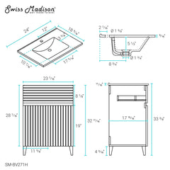 Swiss Madison Bernay 24" Bathroom Vanity in Heather - SM-BV271H