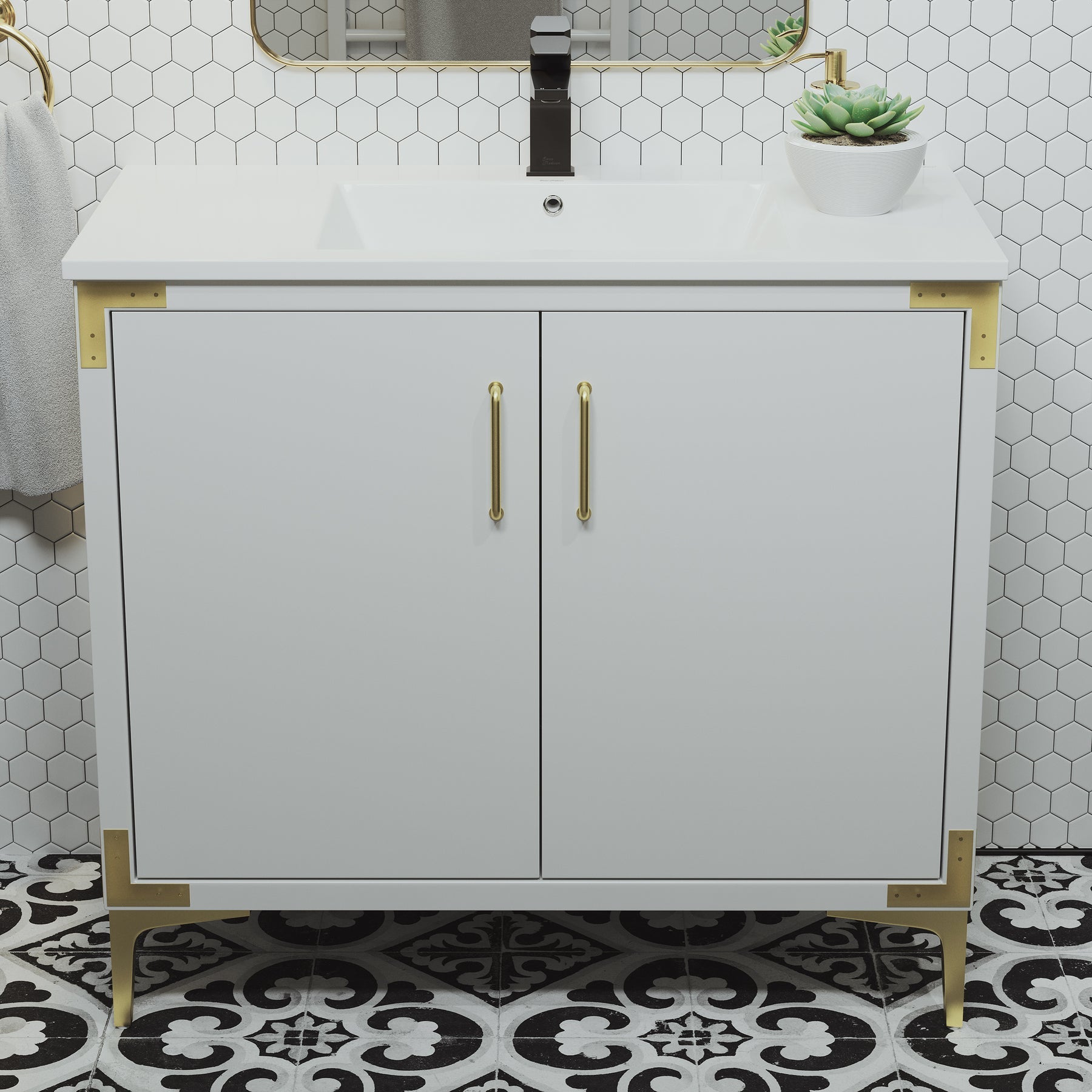 Swiss Madison Voltaire 36" Single, Bathroom Vanity in White with Gold Hardware - SM-BV320
