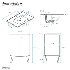 Swiss Madison Manoir 24" Bathroom Vanity in White - SM-BV620