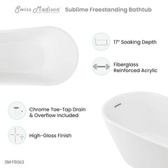 Swiss Madison Sublime 60" Single Slipper Freestanding Bathtub - SM-FB563
