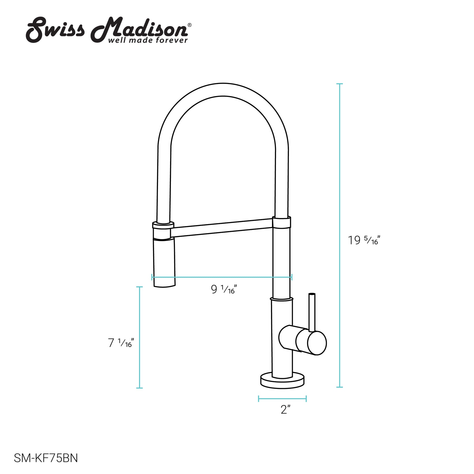 Swiss Madison Troyes Single Handle, Pull-Down Kitchen Faucet in Brushed Nickel - SM-KF75BN
