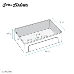 Swiss Madison Lyon 33 x 18 Fireclay, Single Basin, Farmhouse Kitchen Sink - SM-KS25