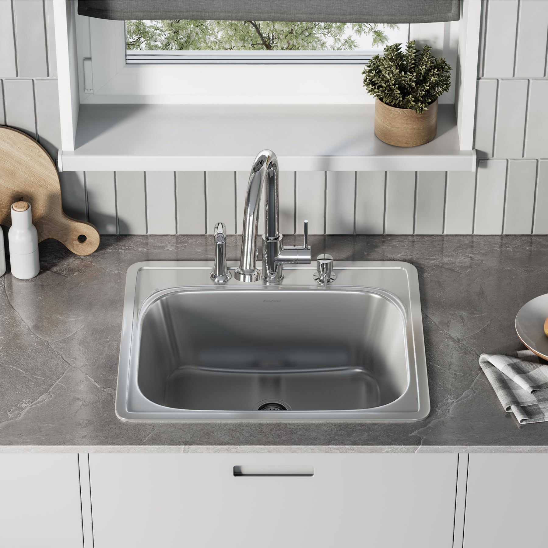 Swiss Madison Ouvert 25 x 22 Single Basin, Top-Mount Kitchen Sink - SM-KT664