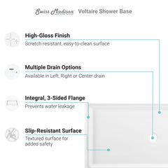 Swiss Madison Voltaire 60 x 36 Single-Threshold , Shower Base - SM-SB5