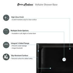 Swiss Madison Voltaire 60 x 30 Single-Threshold, Center Drain, Shower Base - SM-SB5