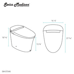 Swiss Madison Hugo Intelligent Tankless Elongated Toilet, Touchless Vortex™ Dual-Flush 1.1/1.6 gpf - SM-ST040