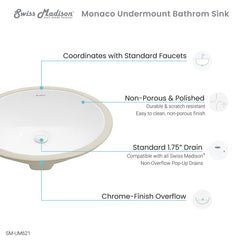 Swiss Madison Monaco 19" Oval Undermount Bathroom Sink - SM-UM621
