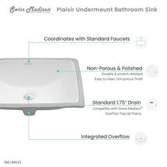 Swiss Madison Plaisir 21.5" Rectangle Undermount Bathroom Sink - SM-UM623