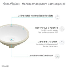 Swiss Madison Monaco 16.5" Oval Undermount Bathroom Sink - SM-UM629