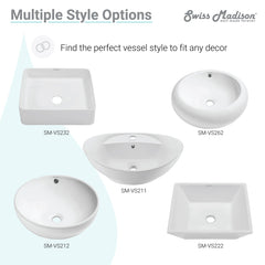 Swiss Madison Claire 20" Rectangle Ceramic Vessel Sink - SM-VS203