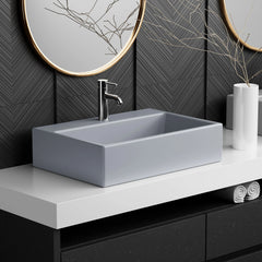 Swiss Madison Claire 20” Rectangle Ceramic Vessel Sink in Matte Grey - SM-VS203ME