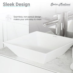 Swiss Madison St. Tropez 16.5" Square Vessel Bathroom Sink - SM-VS222