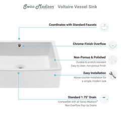Swiss Madison Voltaire 19.5" Square Vessel Bathroom Sink - SM-VS277