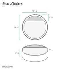 Swiss Madison Beau 16.5” Round Vessel Bathroom Sink in Matte White - SM-VS301MW