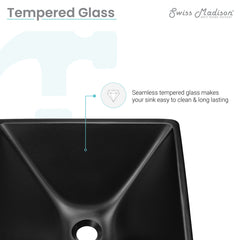 Swiss Madison Claire 15.5" Glass Vessel Sink in Black - SM-VS310