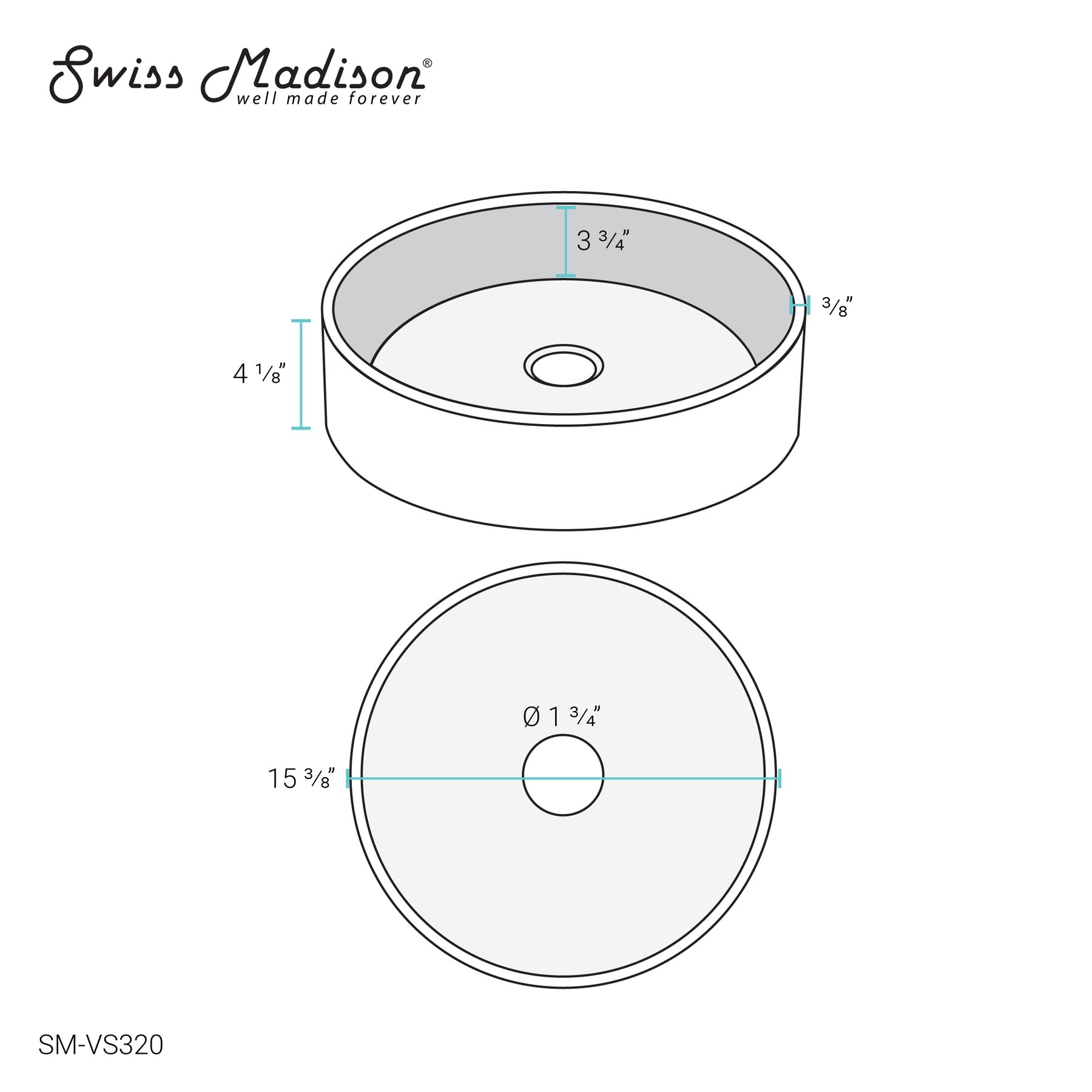 Swiss Madison Cache 15.75" Round Glass Vessel Sink - SM-VS320