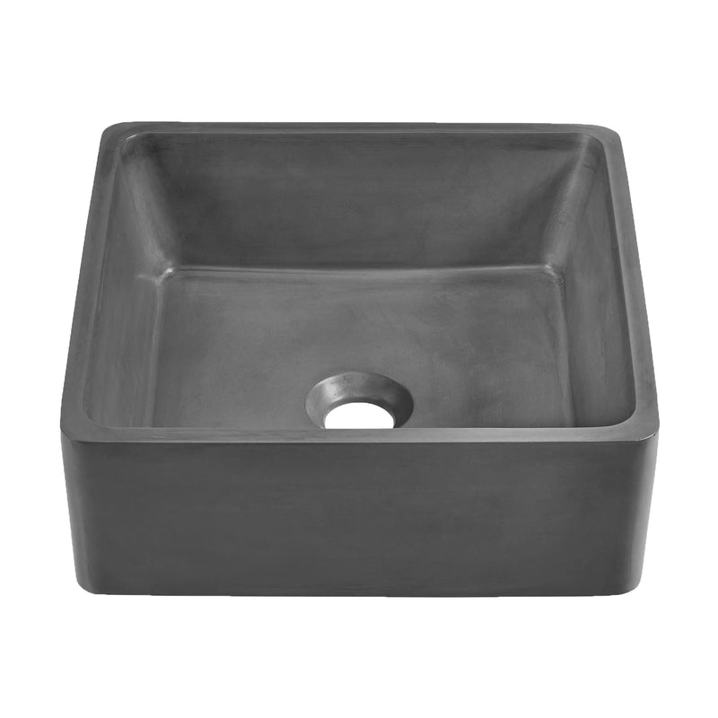Swiss Madison Lisse 15” Square Concrete Vessel Bathroom Sink in Dark Grey - SM-VSC101E