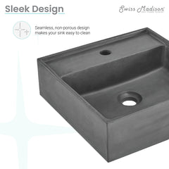 Swiss Madison Lisse 23.5” Rectangle Concrete Vessel Bathroom Sink in Dark Grey - SM-VSC103E