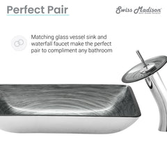 Swiss Madison Cascade Rectangular Glass Vessel Sink with Faucet - SM-VSF29
