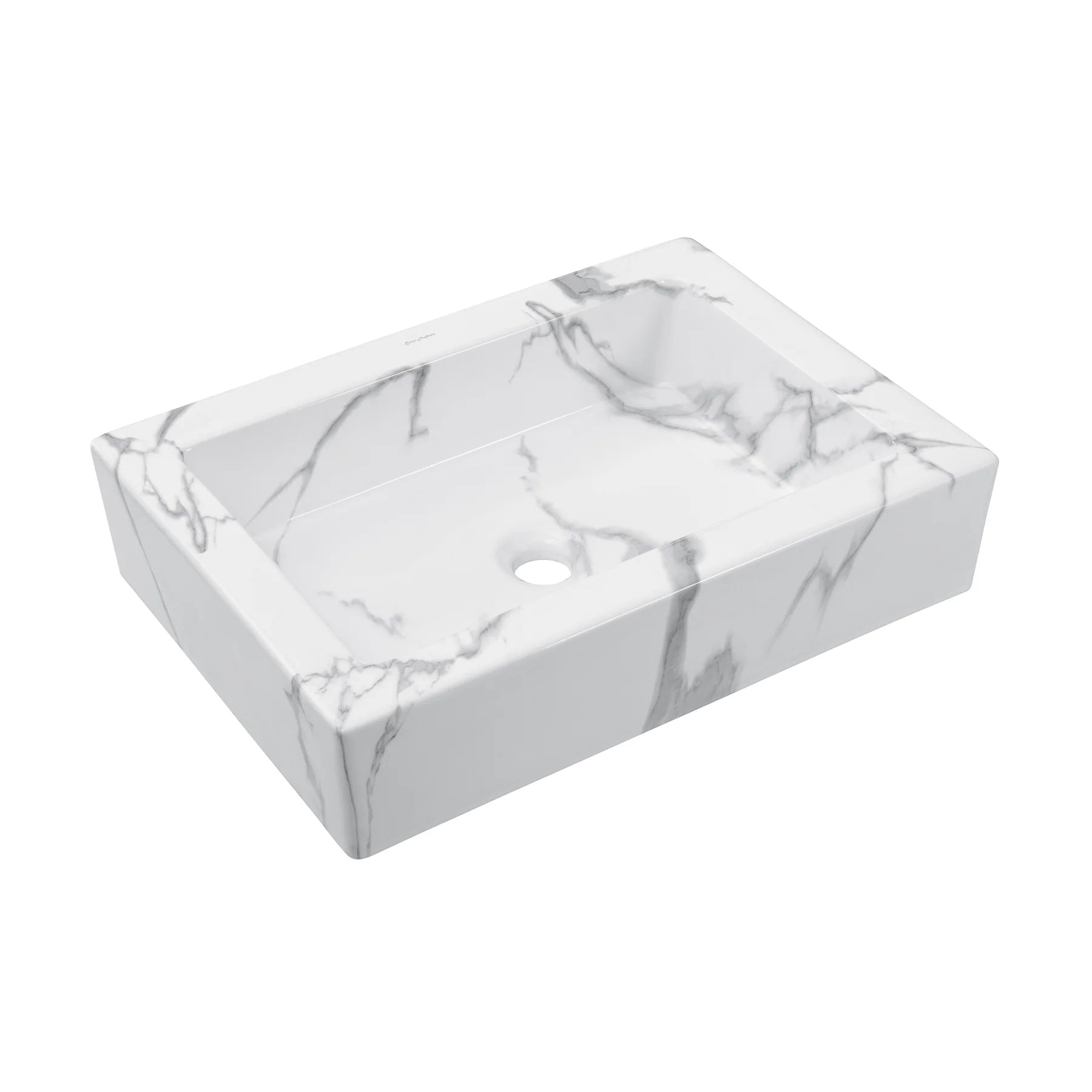 Swiss Madison Voltaire 22" Ceramic Vessel Bathroom Sink in White Marble﻿﻿ - SM-VSM282W1