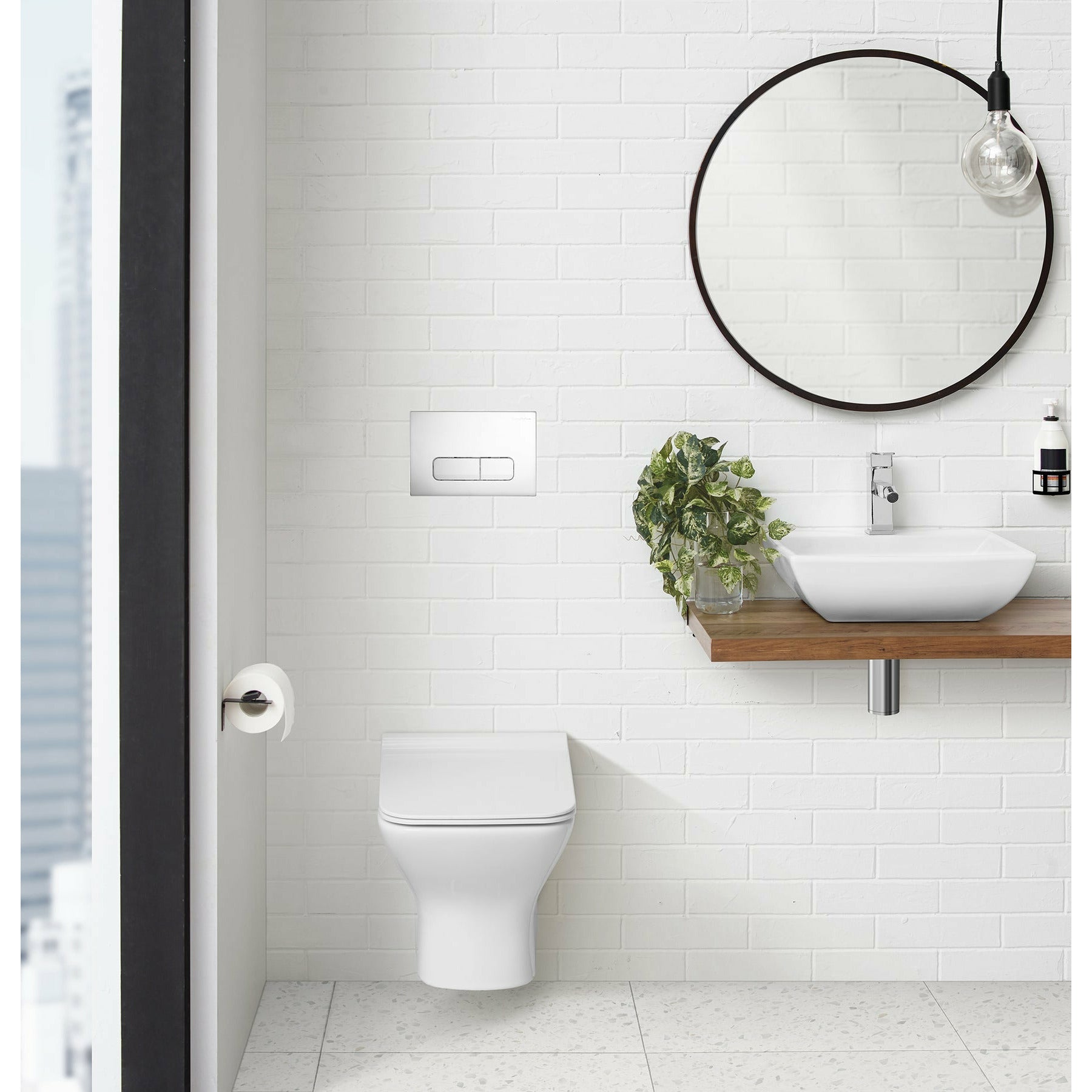 Swiss Madison Wall Mount Dual Flush Actuator Plate with Rectangle Push Buttons  - SM-WC003