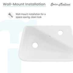 Swiss Madison Plaisir 18" Right Side Faucet Wall-Mount Bathroom Sink - SM-WS312