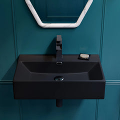 Swiss Madison Claire 24” Rectangle Wall-Mount Bathroom Sink in Matte Black - SM-WS332MB