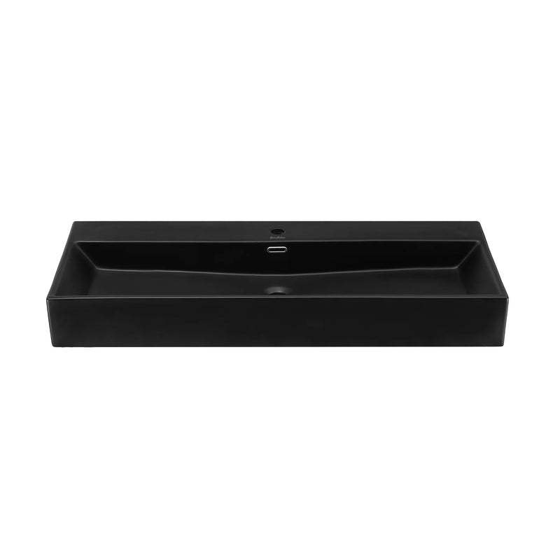 Swiss Madison Claire 40” Rectangle Wall-Mount Bathroom Sink in Matte Black - SM-WS335MB