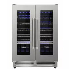Thor Kitchen Package - 36 In. Gas Burner/Electric Oven Range, Range Hood, Refrigerator with Water and Ice Dispenser, Dishwasher, Wine Cooler