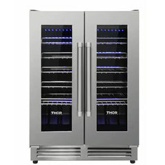 Thor Kitchen Package - 36 in. Natural Gas Range, Range Hood, Refrigerator with Water and Ice Dispenser, Dishwasher, Wine Cooler