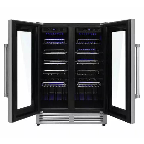 Thor Kitchen Package - 30 In. Propane Gas Burner/Electric Oven Range, Range Hood, Refrigerator with Water and Ice Dispenser, Dishwasher, Wine Cooler