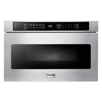 Thor Kitchen Package - 36 in. Natural Gas Range, Range Hood, Microwave Drawer, Refrigerator with Water and Ice Dispenser, Dishwasher
