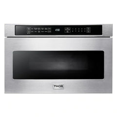 Thor Kitchen Package - 48 in. Gas Range, Range Hood, Dishwasher, Refrigerator with Water and Ice Dispenser, Microwave Drawer
