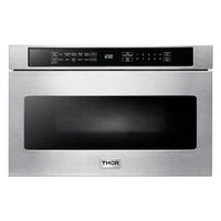 Thor Kitchen Package - 36 In. Gas Range, Range Hood, Microwave Drawer, Refrigerator with Water and Ice Dispenser, Dishwasher